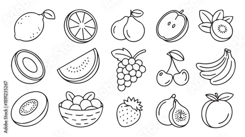 Clean line art vector mockups of lemons, fresh and zesty citrus fruit designs for graphic assets