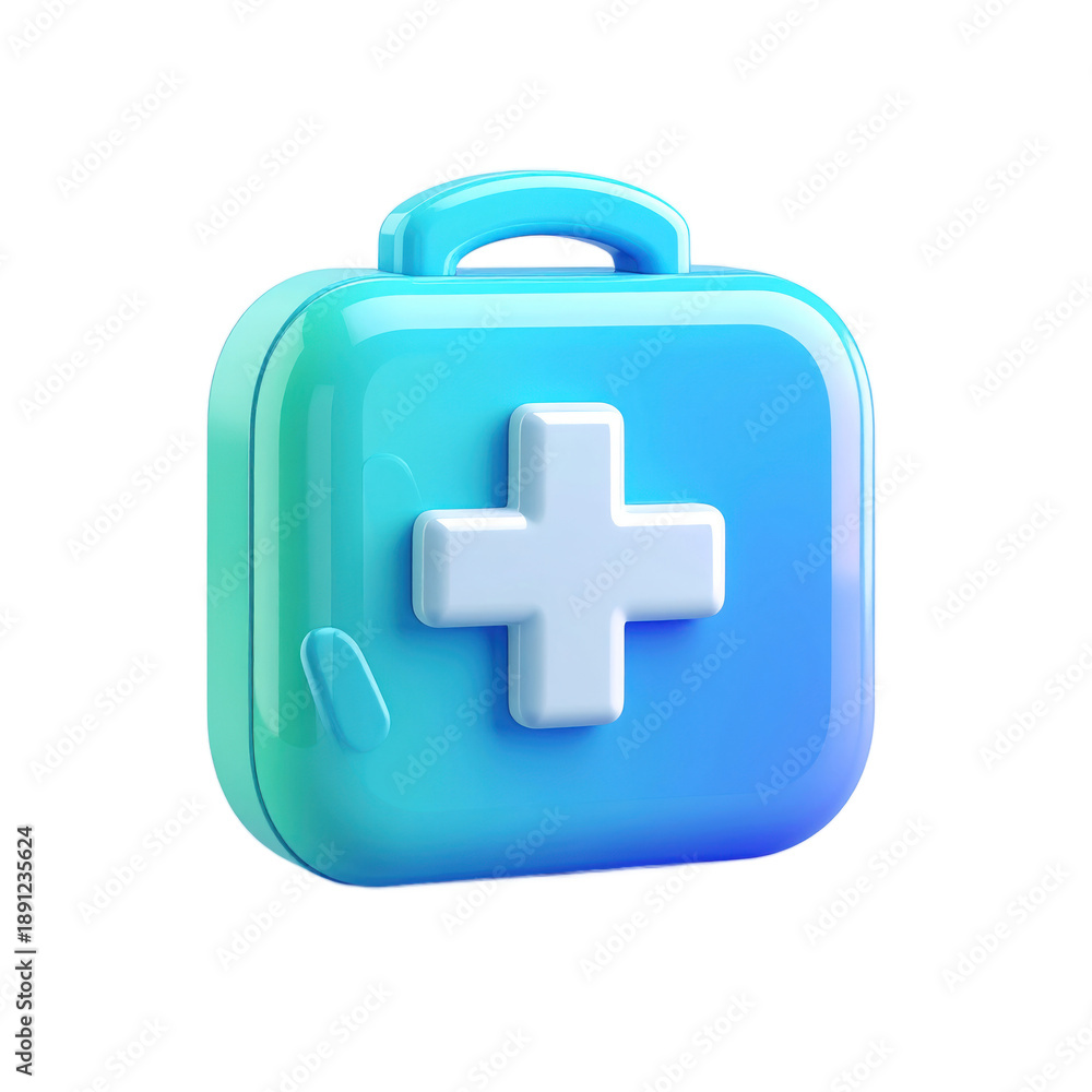 Obraz premium Blue First Aid Kit with White Cross.
