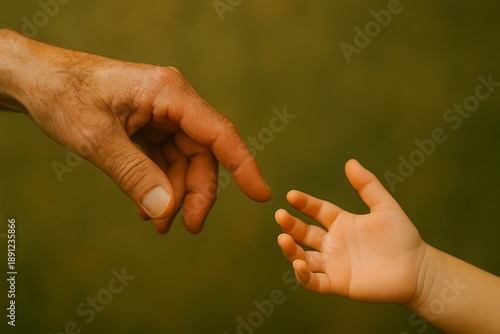 elderly and child hands extend towards each other in an act of reaching expressing connection and support in warm interaction