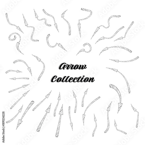 Business element icon in doodle style, arrow, infographic. Isolated vector illustration design. Hand drown business icon. Business idea concept.