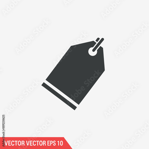 A simple and clean icon of a tag with a hole for attachment, suitable for various retail and branding applications, presented in a vector EPS format
