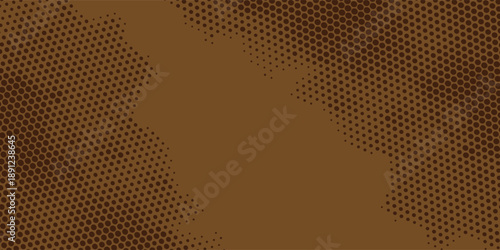 Abstract Brown Halftone Pattern Background, Retro Dotted Pop Art Style.