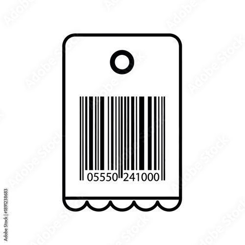 Scalable vector outline icon of a barcode tag. Perfect for product identification, pricing, and retail inventory management. An essential graphic for e-commerce and business design