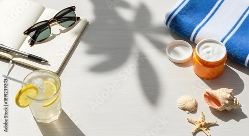Summer leisure essentials still life