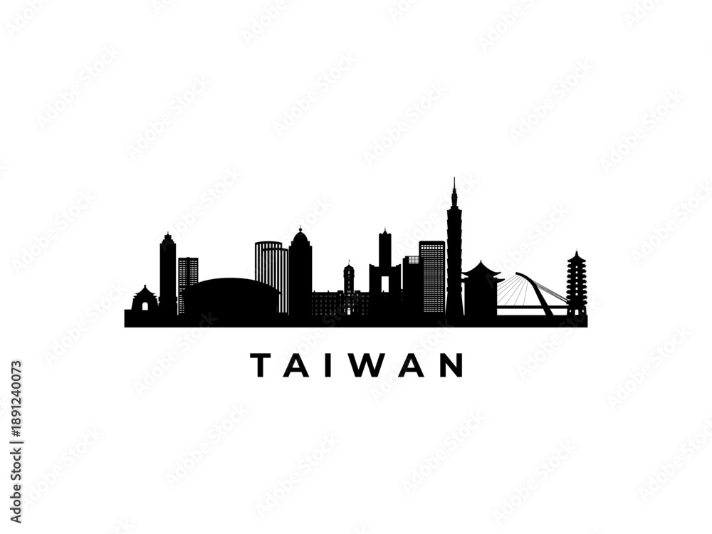 Fototapeta premium Vector Taiwan skyline. Travel Taiwan famous landmarks. Business and tourism concept for presentation, banner, web site.