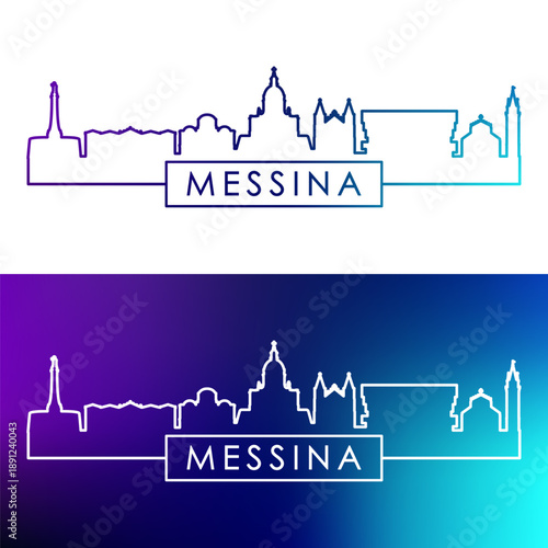 Messina skyline. Colorful linear style. Single line. Editable vector file.