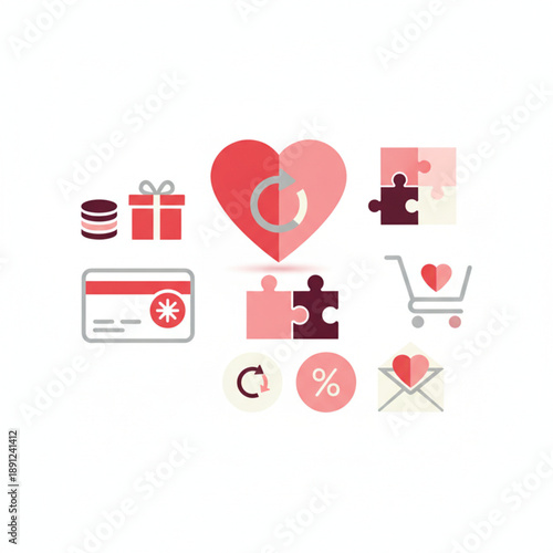 Digital heart and puzzle pieces illustration representing connection and modern gift-giving for apps and websites