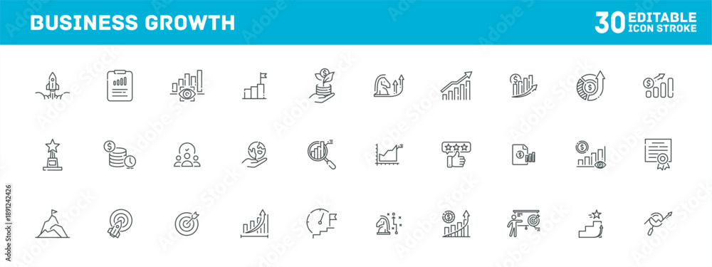 Εκτύπωση καμβά Business growth symbols in corporate strategy and financial success work, icon s