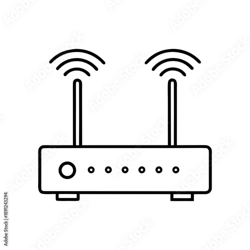 Wi-Fi Router Icon Vector Illustration – Wireless Internet, Network Device, Broadband Modem and Connectivity Symbol