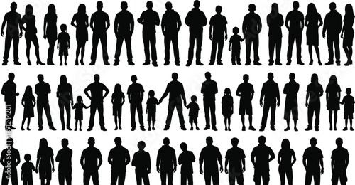 Large Collection of Children Silhouettes Playing Jumping and Dancing Isolated on White Background for School Education Childhood Youth Activities and Creative Graphic Design Projects