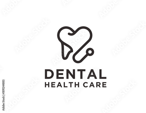 Dental Health Care Logo Design HeartShaped Tooth and Stethoscope.
