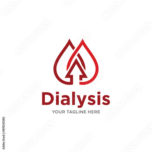 Dialysis Logo Design Medical Healthcare Symbol with Arrow and Drop.