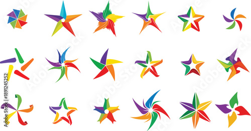 Multicolored pinwheels on white background