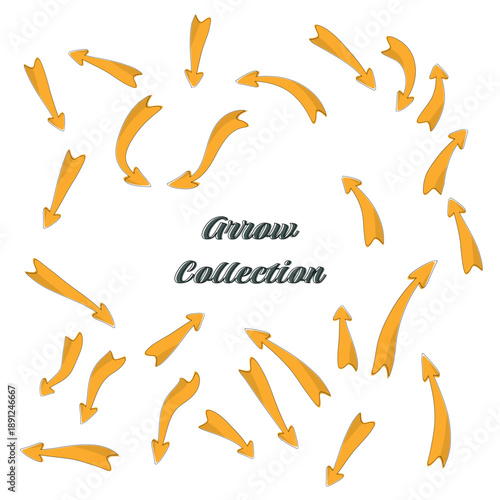 Business element icon in doodle style, arrow, infographic. Isolated vector illustration design. Hand drown business icon. Business idea concept.