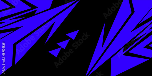 sports background, banner design in blue and black with pointed shapes and empty space