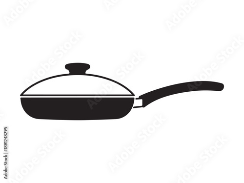 Kitchen frying pan with lid illustration