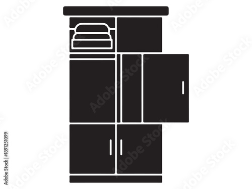 Modern Kitchen Cabinet with Open Shelves and Drawers