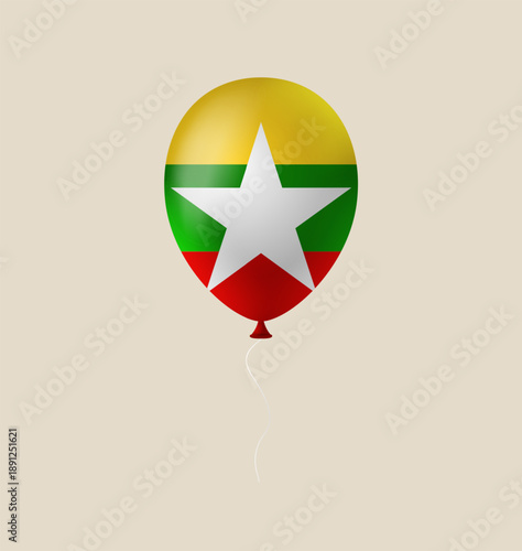 Realistic 3D balloon with the Myanmar flag floating for a national day holiday or patriotic celebration.