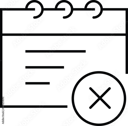 Calendar with Cancelled Mark Icon date schedule