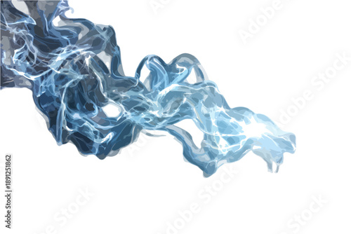Fumaça azul abstrata e fluida em movimento, com brilho energético e efeito transparente, ideal para fundos digitais e design gráfico.