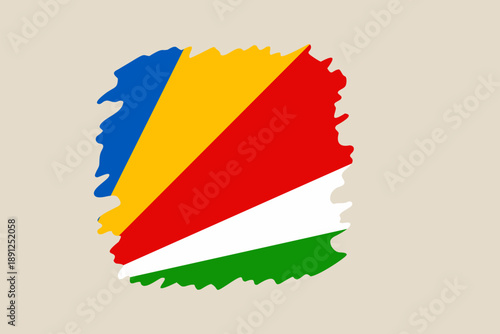 Seychelles national flag vector illustration in an artistic brush stroke style on an isolated neutral background.