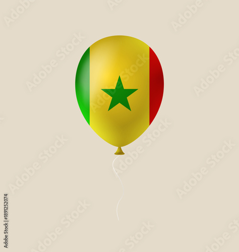 Realistic Senegal flag balloon floating for a patriotic national holiday, a celebratory vector graphic for festive events.