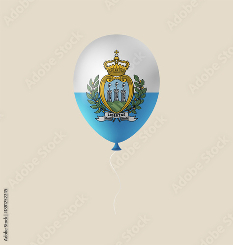 San Marino National Flag on a realistic 3D balloon floating for a patriotic holiday celebration event.