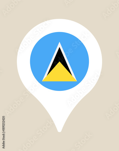 Free Download Saint Lucia flag within a white map pin, a clean vector icon for national travel and destination. - GFXLoad