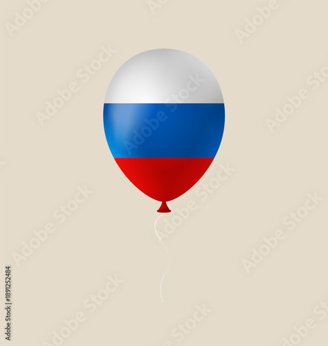 A realistic vector balloon featuring the Russian flag floating isolated for national holidays and patriotic celebrations.