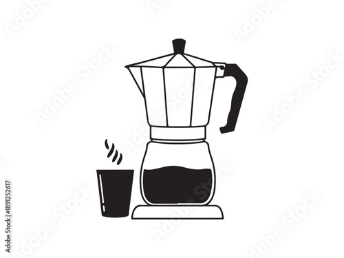 Moka Pot Brewing Coffee on Stove