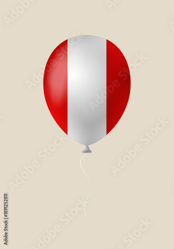 Realistic Peru flag balloon floating as a symbol for national holidays and patriotic celebrations, a festive vector.