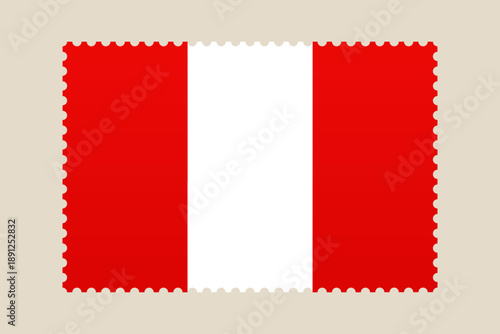 Flag of Peru on a postage stamp vector illustration for patriotic mail, travel, and national symbolism.