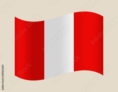 Waving Flag of Peru vector illustration, a patriotic national symbol of the South American country for official design elements.