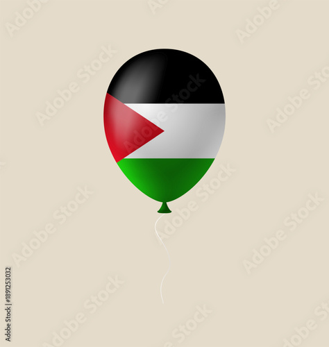 Palestine Flag Balloon Vector Illustration Floating as a Patriotic Symbol of Freedom, Independence, and National Support.