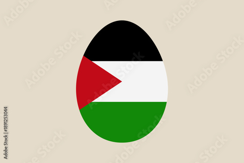 Palestinian flag decorated on an Easter egg illustration for a patriotic national holiday celebration in a simple vector style.