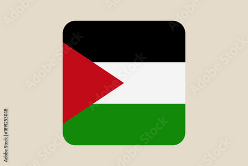 Palestinian flag designed as a modern rounded square icon for web or app design representing national identity.