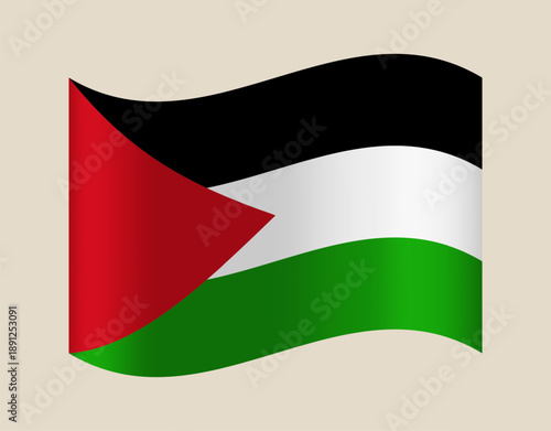 The official flag of Palestine waving gracefully, a vector graphic symbolizing national pride and identity.