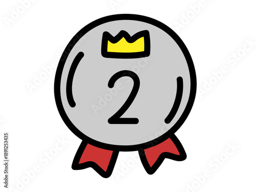 かわいい手描き風の2位のランキング素材 メダル