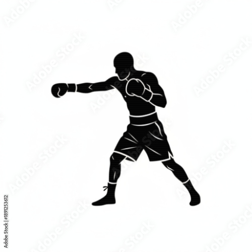 Black silhouette of a boxer throwing a punch