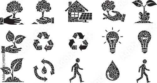 Eco Friendly Icons for Sustainable Living and Green Concepts