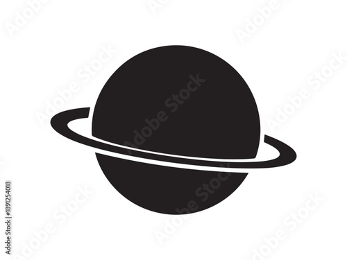 Saturn Planet Icon with Rings in Space