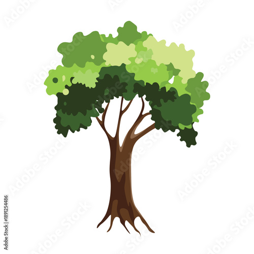 Realistic green tree. Isolated icon on white background. Spring tree for your design. Vector symbol sign. Plants, landscape design. Eco idea concept.