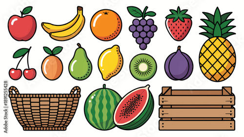 Apple Vector Icons: Stylized Silhouette of Fruit with Bold Outline on White