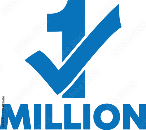 Blue 3 D Arrow Growing Upwards with Million Text on White Background growth