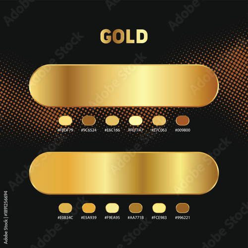 Golden color palette with various shades and tones