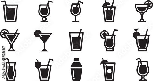 Collection of Various Cocktail Glasses and Drinkware with Transparent Background beverages alcohol