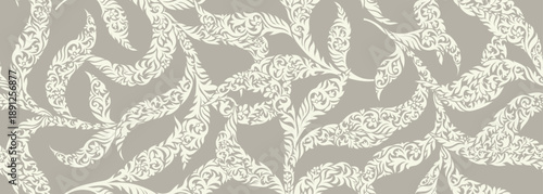 Abstract swirl floral leaves seamless pattern.