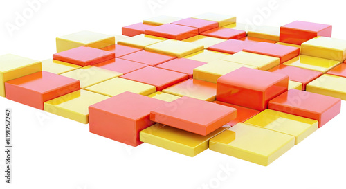 Alternating Orange and Yellow Cubes on White Background