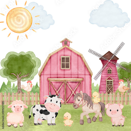 Farm Animals Clipart Set – Cute Farm Elements PNG, Isolated, Transparent Background. High-quality farm animals clipart set featuring cute and detailed countryside elements 