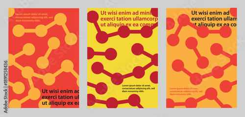 Template with molecule shapes. Abstract bauhaus geometric pattern with metaball fusion and place for your text.